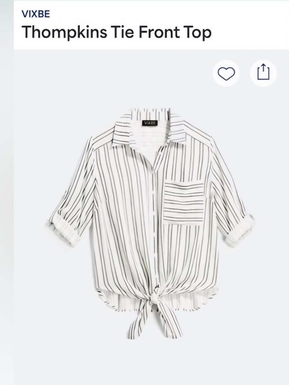 Vixbe Thompkins Tie Front Top - White with Black Stripes XXL